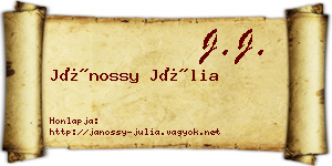 Jánossy Júlia névjegykártya